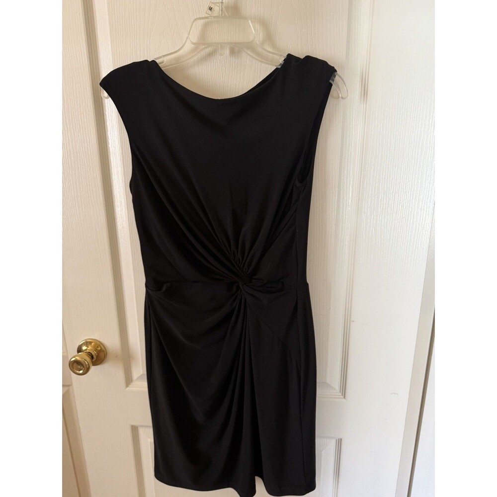 Ralph Lauren Black Twist Front Sheath Dress Size 8 Ruched Cocktail